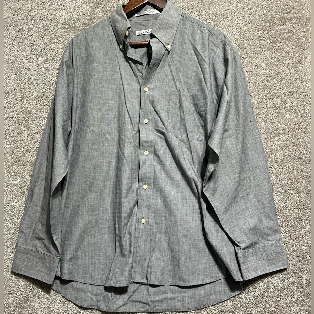 Sero Men Grey Cotton Blend Button Up long Sleeve Dress Shirt Size Large 16-16.5